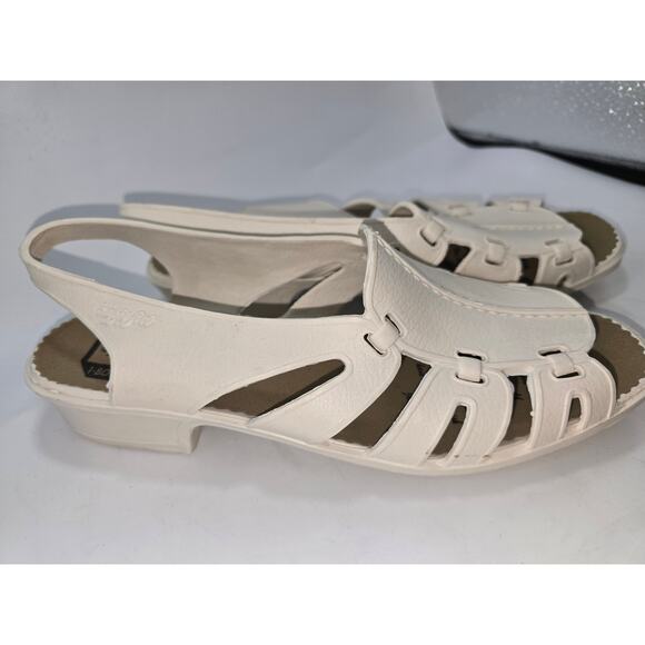 Happy Feet Vintage 70s Low Heel Strap Sandals in white‎ Size 8.5/26 - Picture 2 of 6